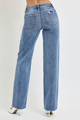 RISEN Women's Full Size High Rise Straight Leg Jeans with Pockets - Fashionable & Comfortable Denim